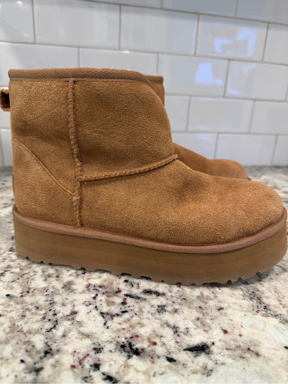 UGG Chestnut Suede Shearling Short Boots - Picture 9 of 14